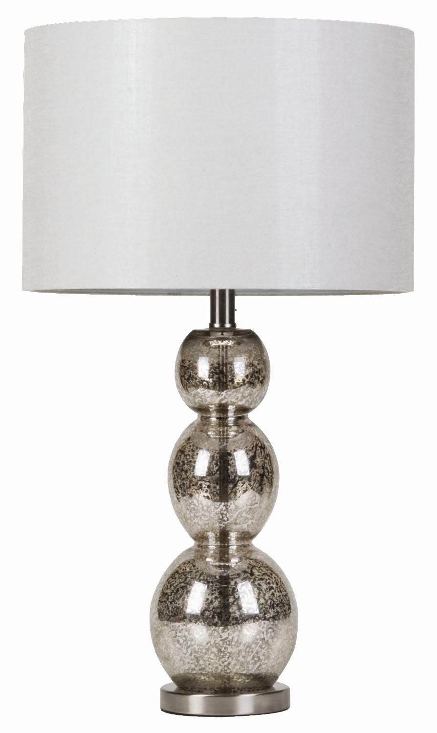 Coaster Table and Floor Lamps Mineta 27-inch Drum Shade Stacked Table Lamp  Antique Silver 901185