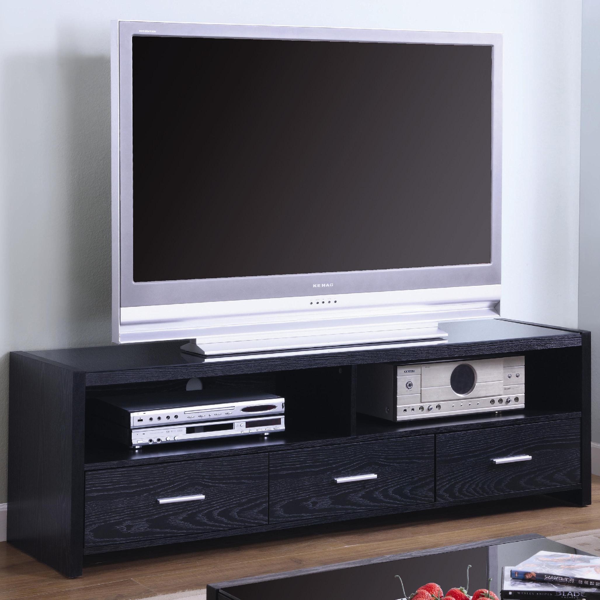 Coaster Home Entertainment Alton 3 drawer Engineered Wood 62 TV Stand Black Oak 700645 Wenz Home