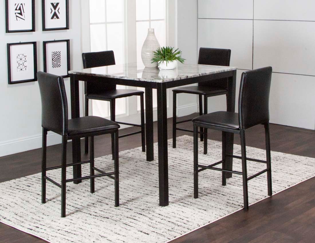 5 piece faux marble best sale pub set