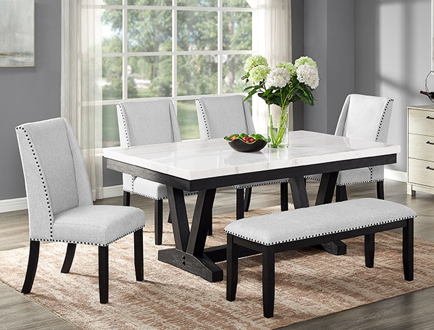 【Lrose】WTW APERTO DINING TABLE 1600 Crown Mark Casual Dining Vance Genuine Marble Dining Table