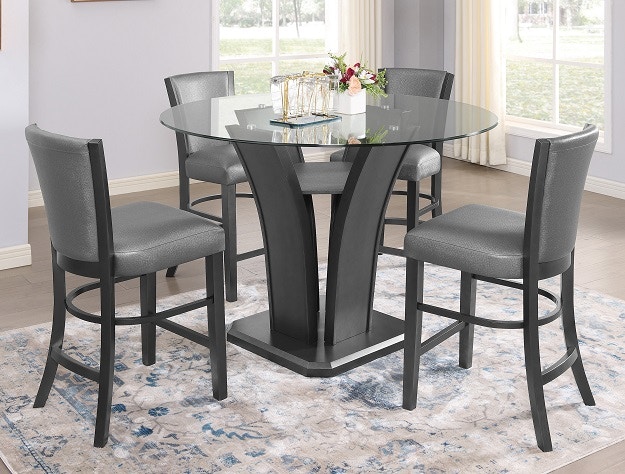 Glass top counter height deals dining table set