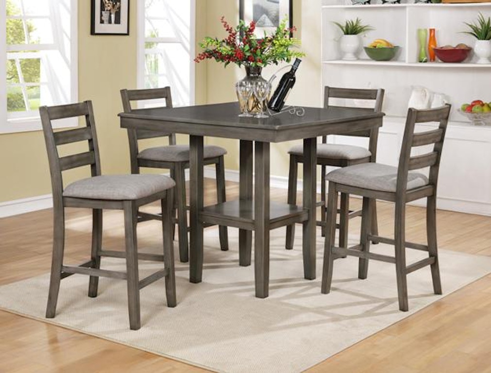Crown Mark Dining Room Tahoe 5 Pk Counter Height Table Group Grey