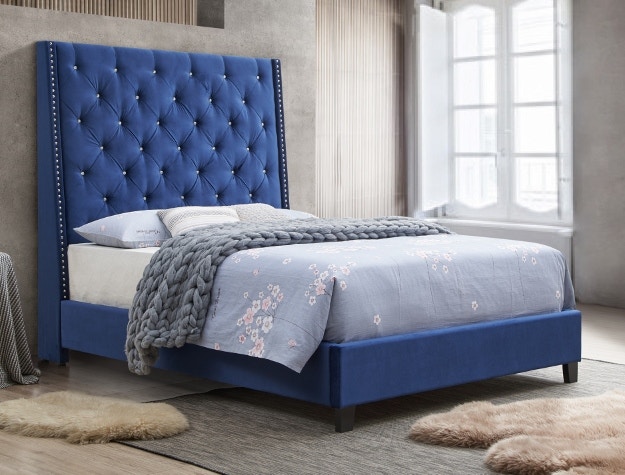 Royal blue deals velvet bed frame