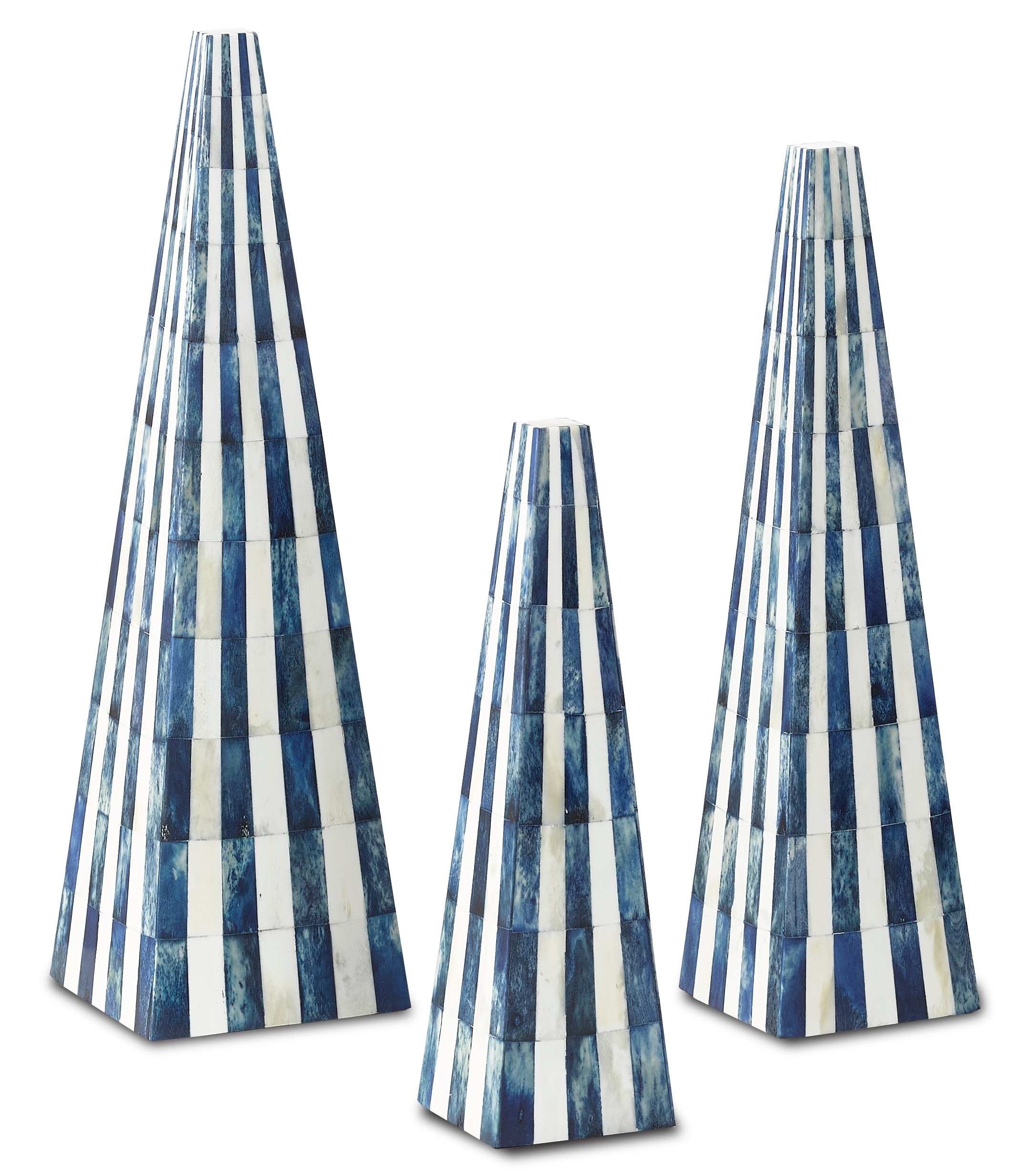 Currey and Company Accessories Ossian Blue Obelisk Set 1200-0197