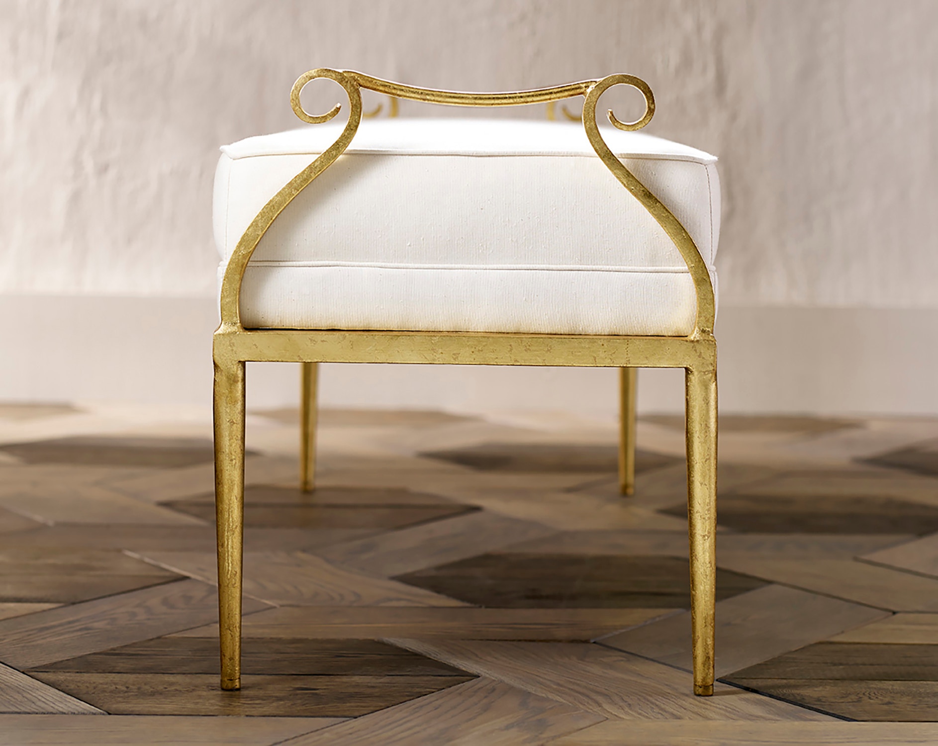 Currey and Company Living Room Genevieve Gold Ottoman, Muslin 7000