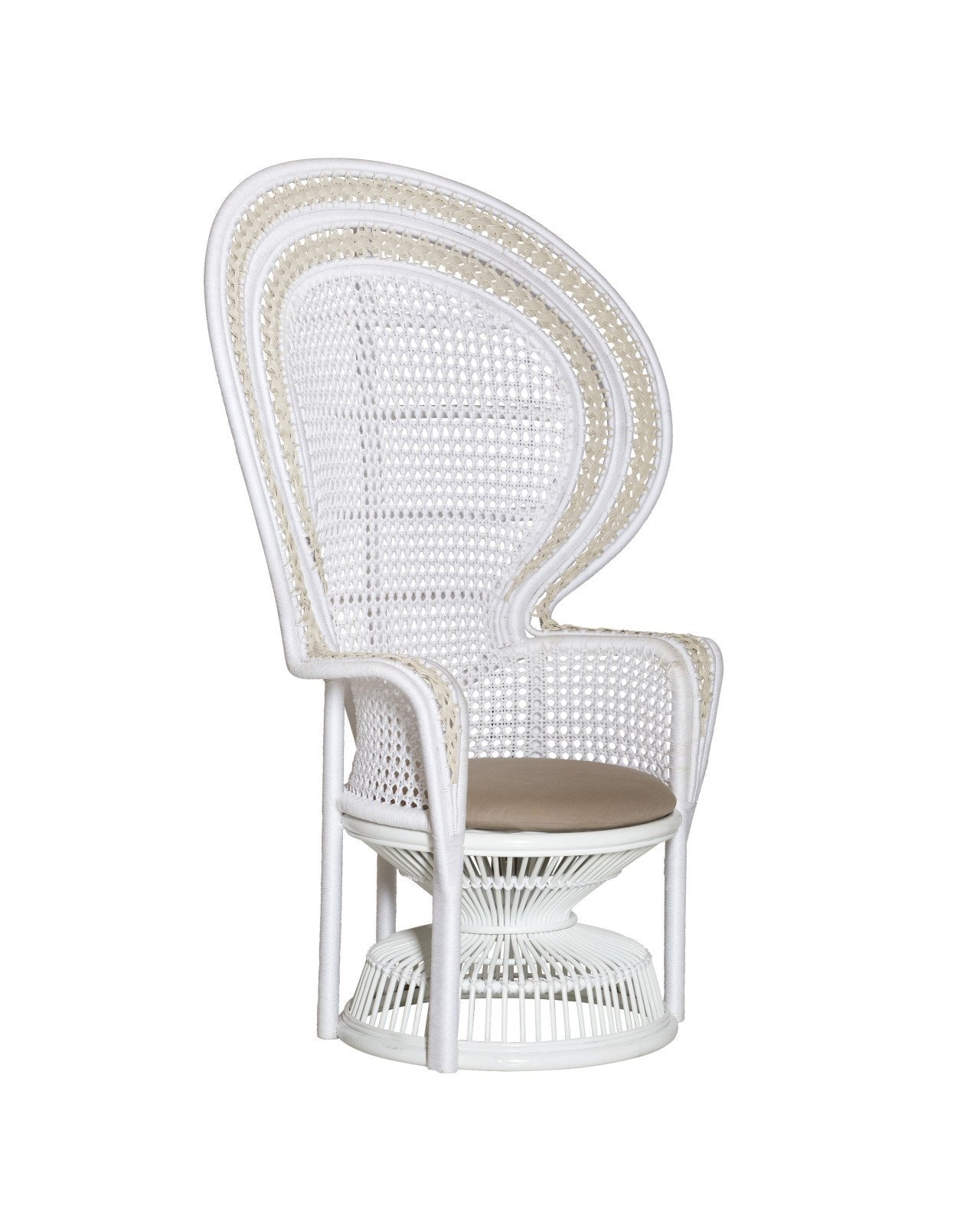 Currey and Company Emanuelle White Armchair, Linho Sand 7000-1072