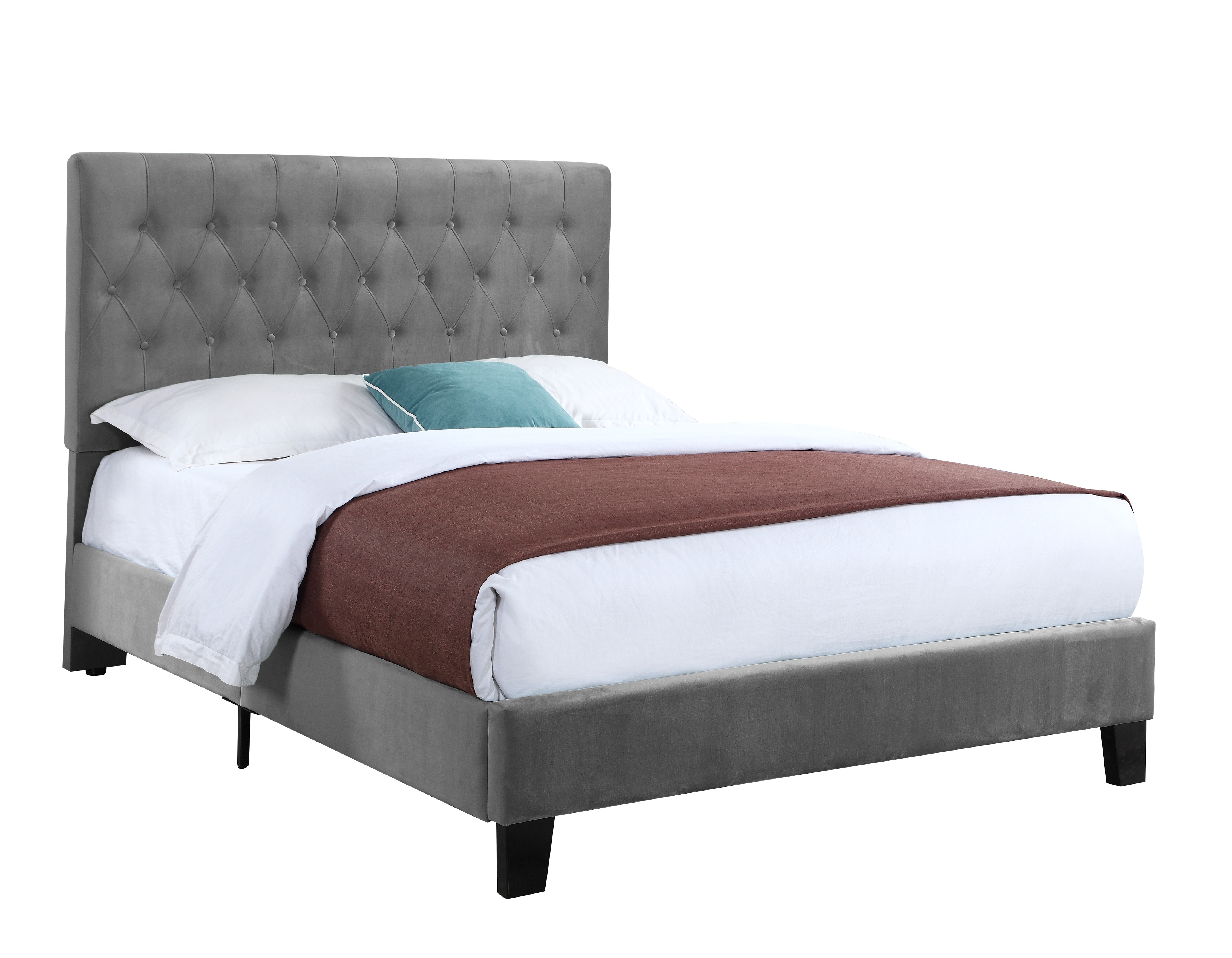 Upholstered bed deals frame with footboard