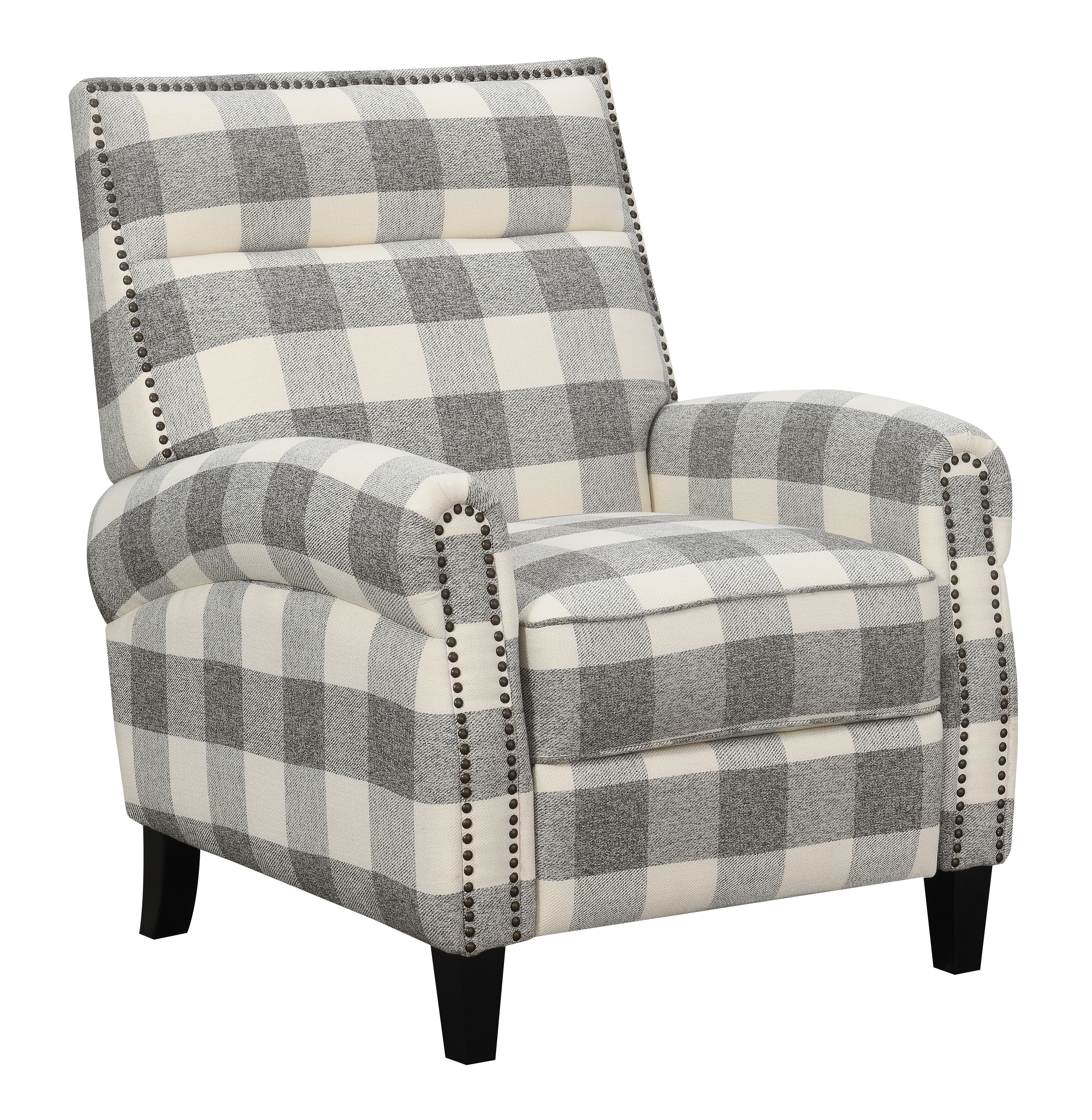 Gray and cheap white plaid chair