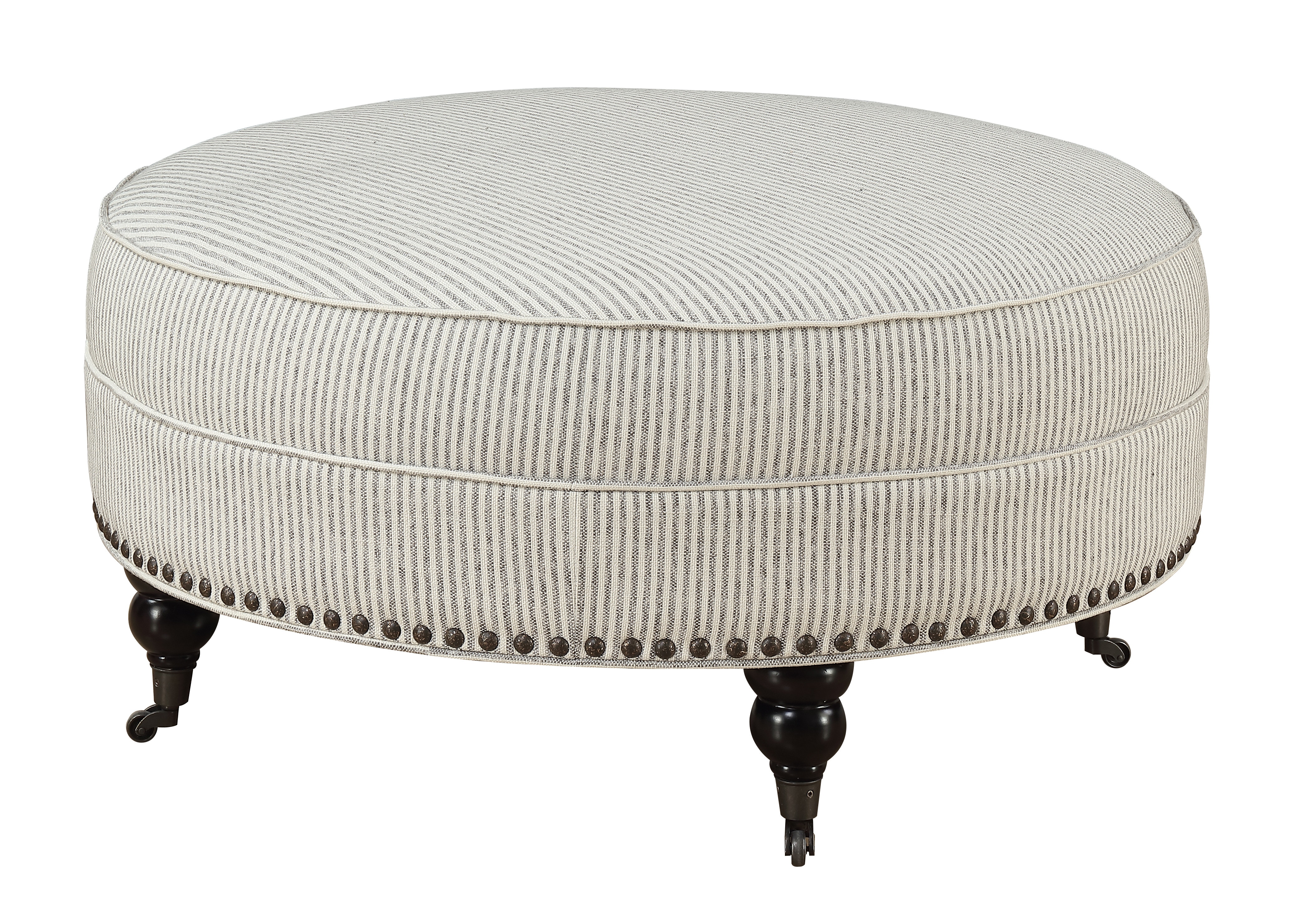 Striped on sale round ottoman