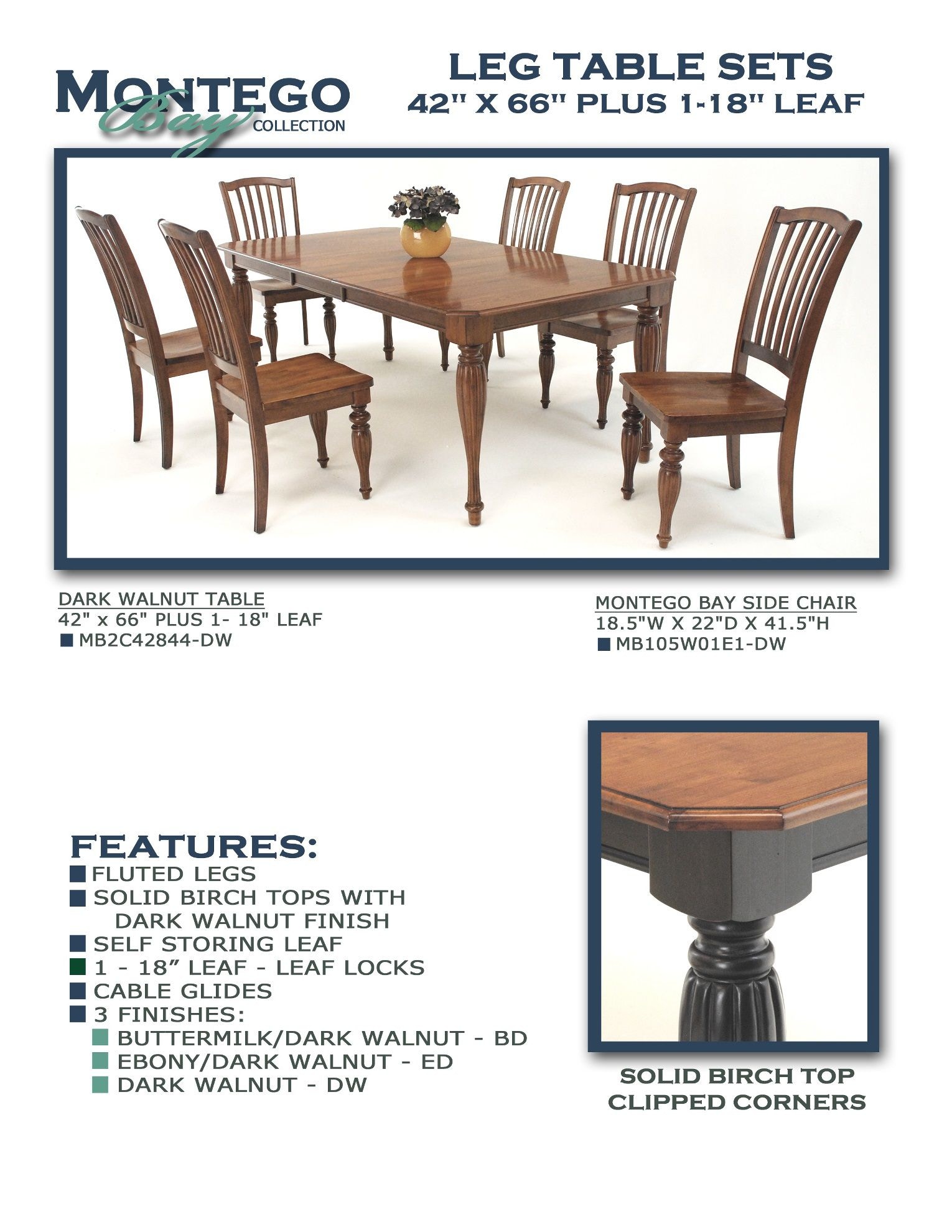 Gs Furniture Dining Room Dark Walnut Table Mb2c42844 Dw