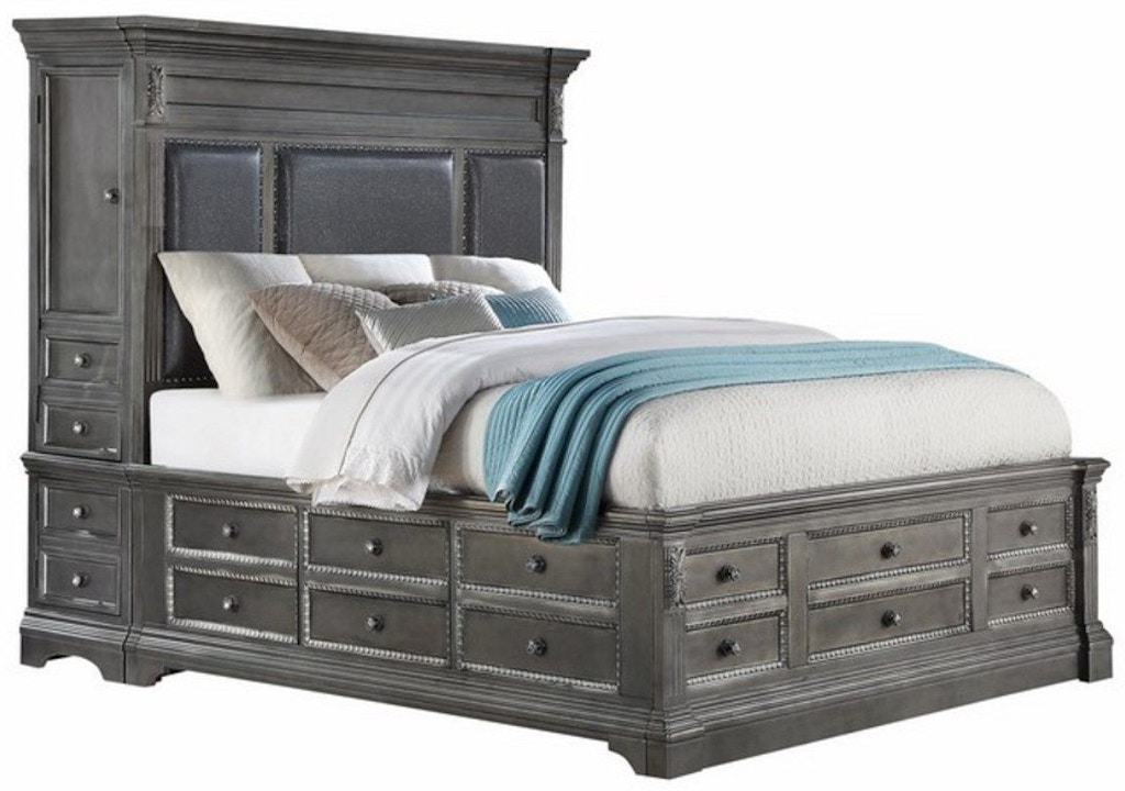 Global Furniture Usa Bedroom Grey King Bed With Tower Marseille Gr Kbw Tower Furniture