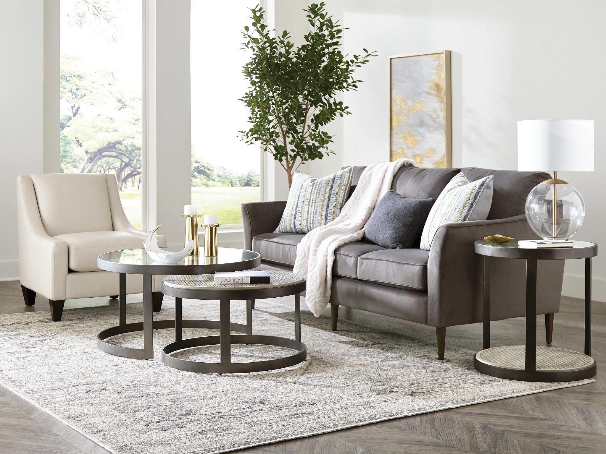 Hammary Living Room Concrete Nesting Coffee Tables 090-1047