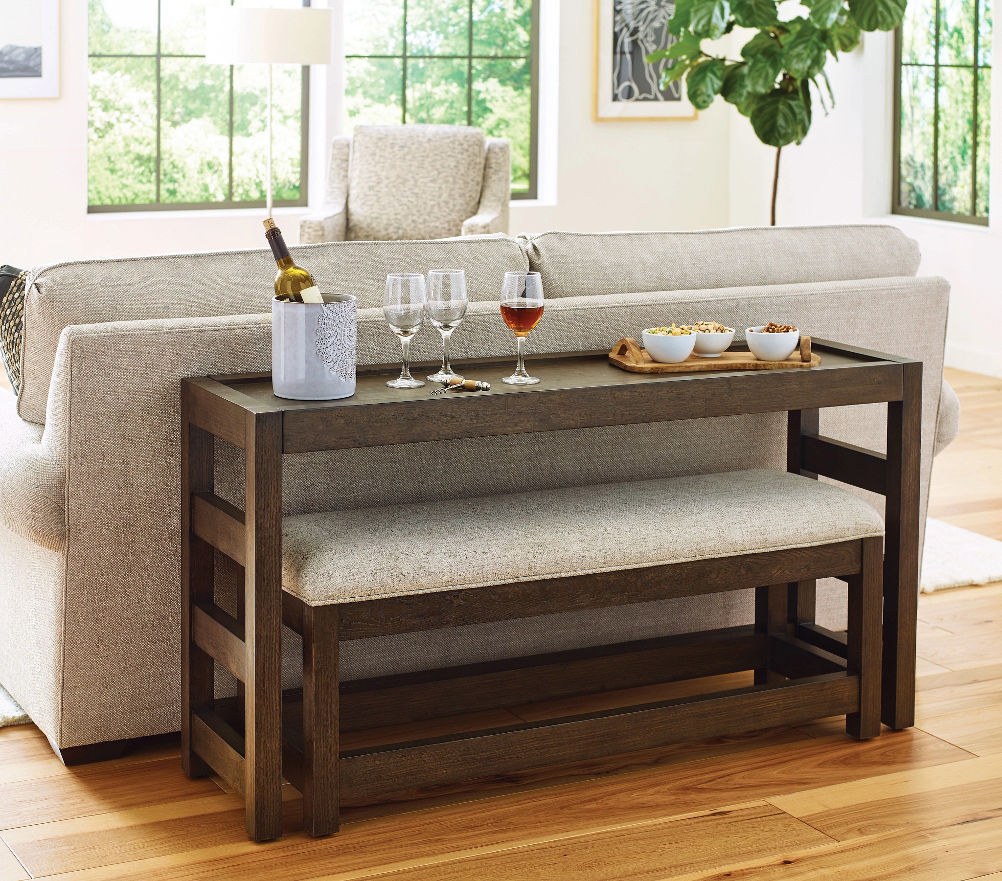 Rectangular Console Table With Bench