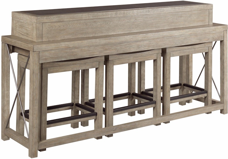 Hammary West End Bar Console With Three Stools 042-587