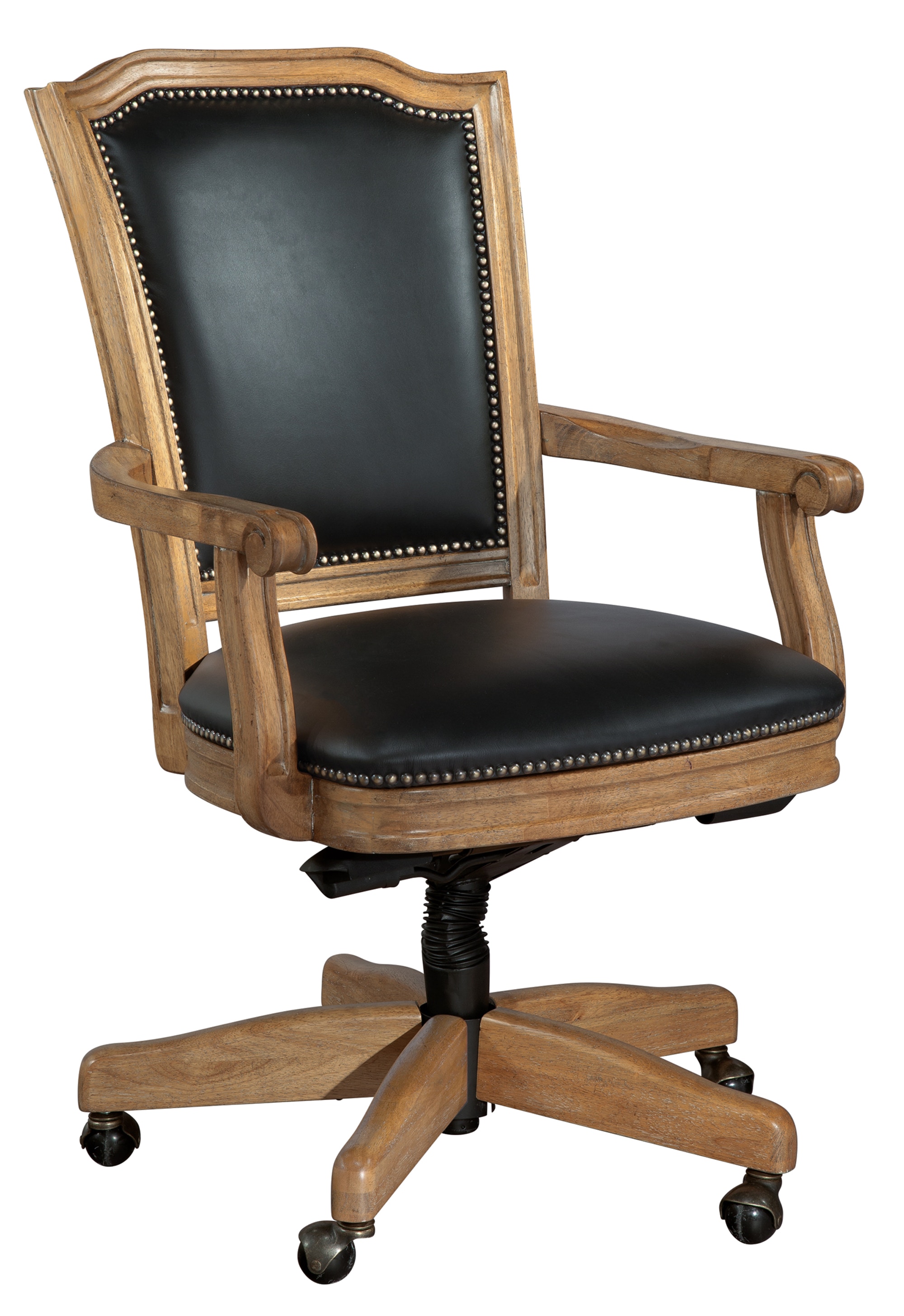 wood and leather office desk chair