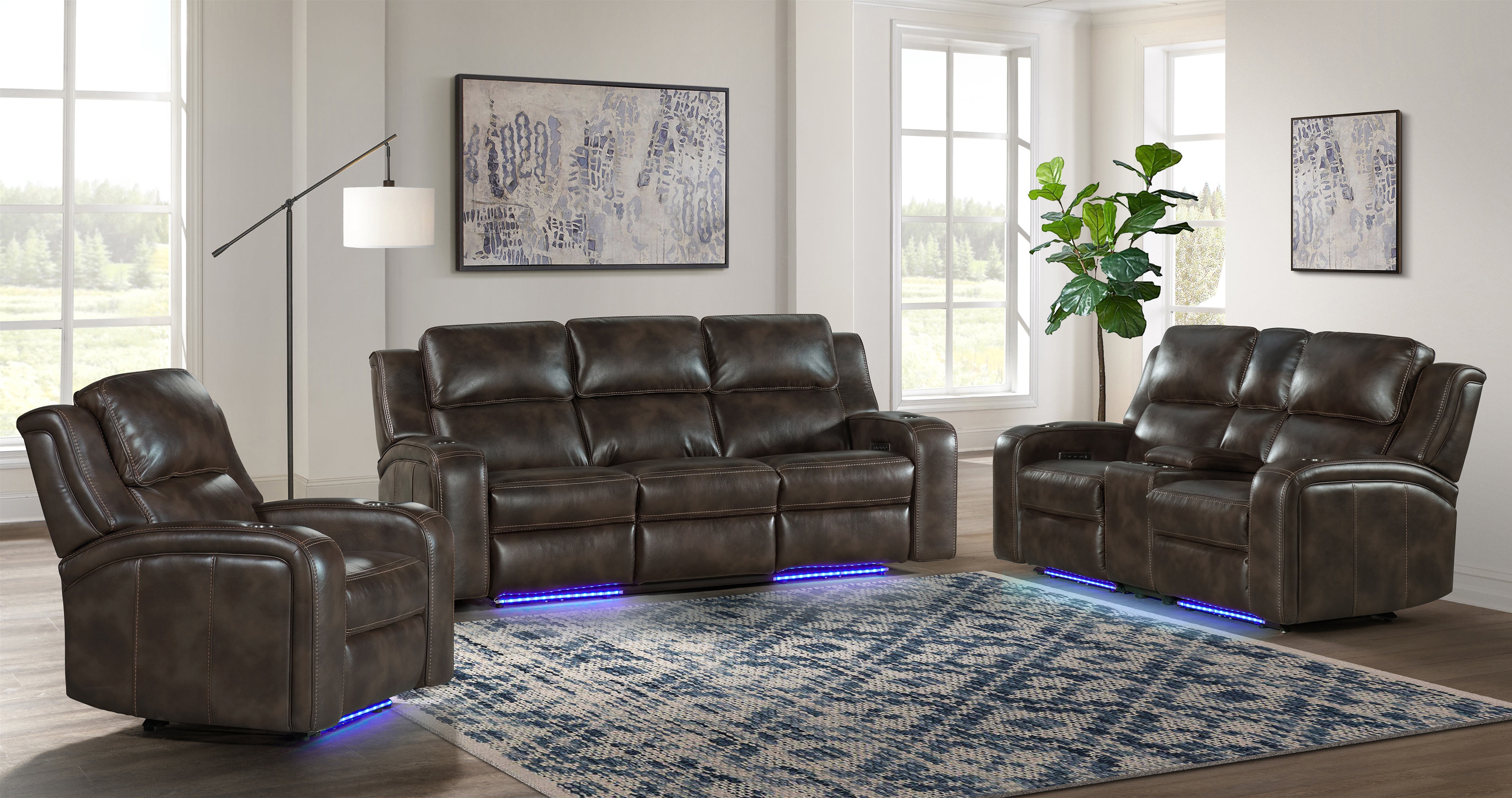 Intercon Living Room Silhouette Dual-Power Sofa SE-SF-387DPR