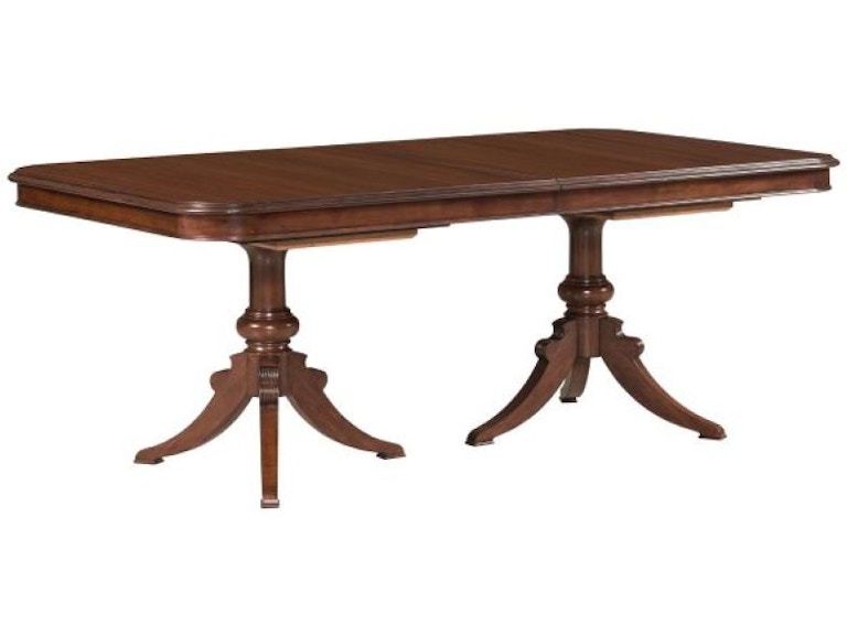kincaid furniture dining room double pedestal dining table complete 607 744p carol house