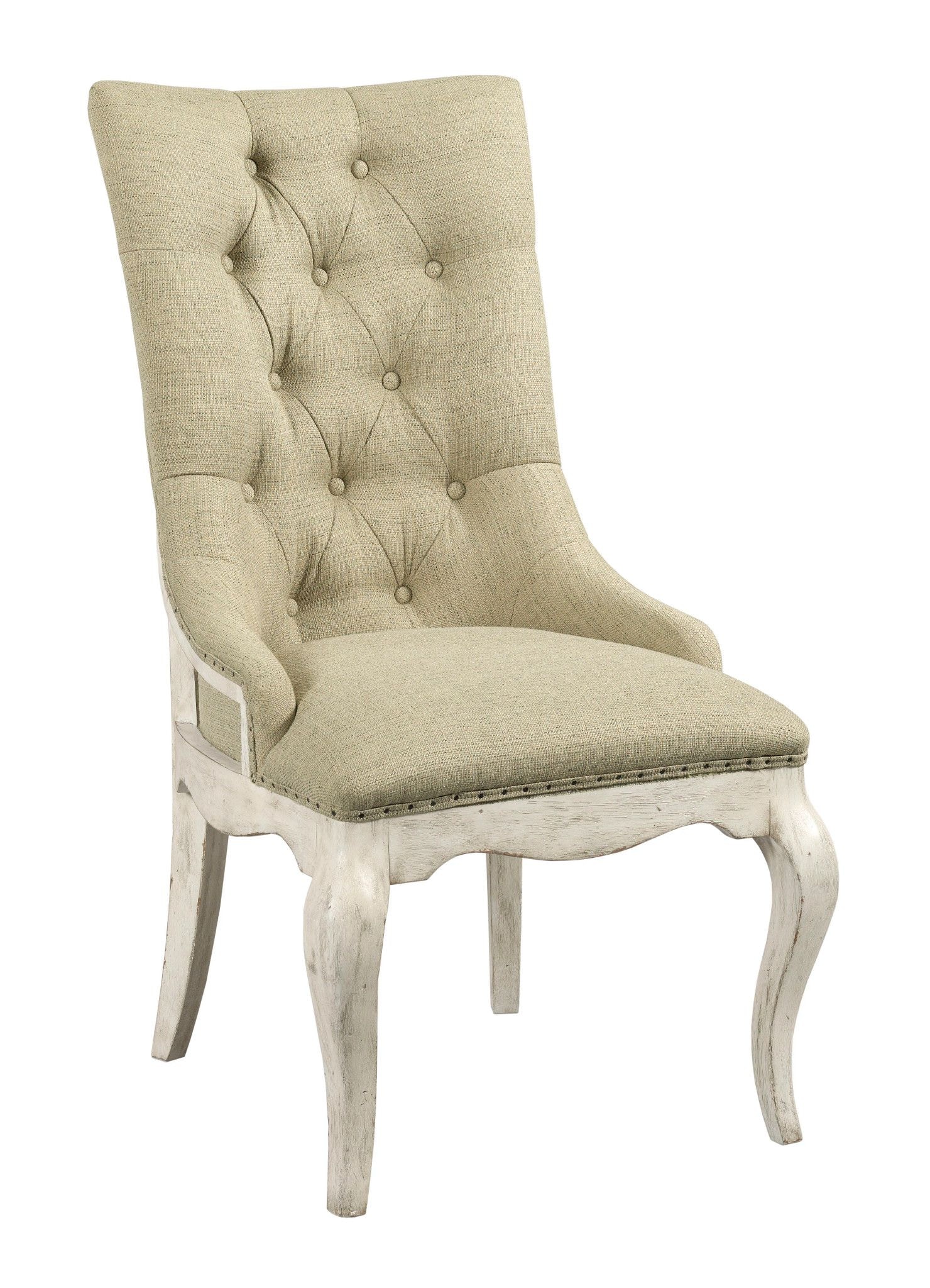 Cream button 2025 back dining chairs