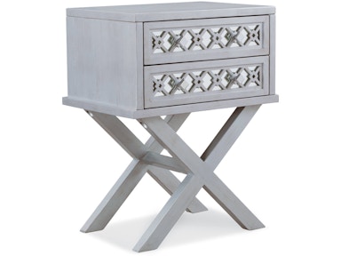 Leick Furniture Mirrored Diamond Filigree X Base Nightstand/Table with Two Drawers  10082-SV