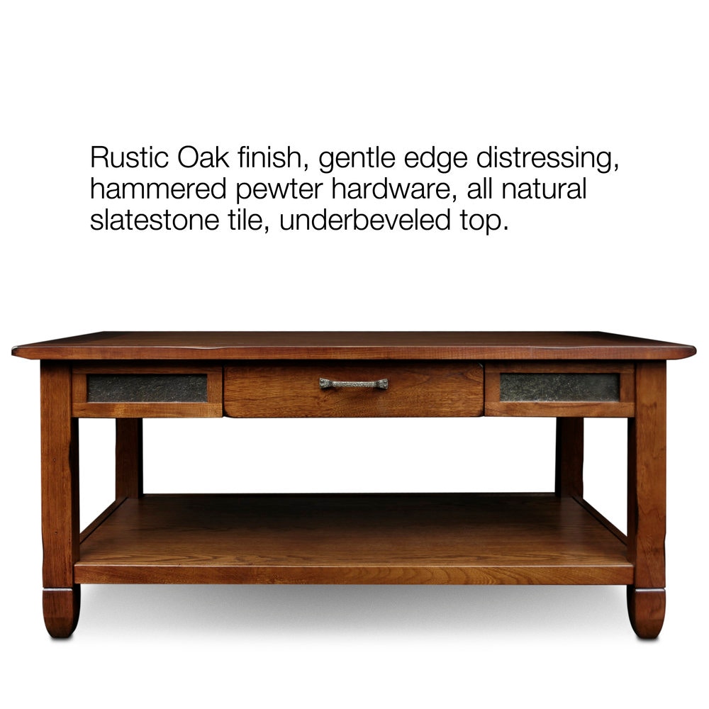 Leick Home Living Room Slatestone Rustic Oak Coffee Table 10904