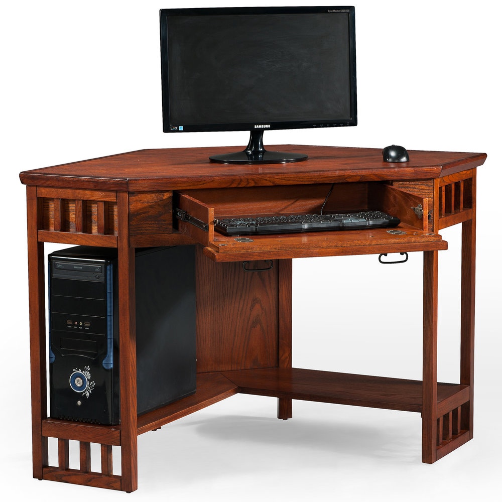 Leick Home Home Office Mission Oak Corner Computer Writing Desk