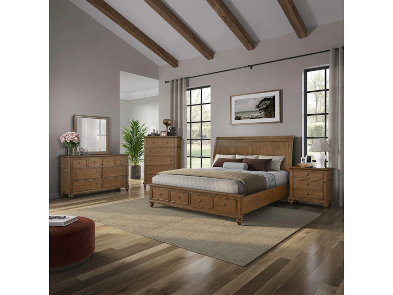 Liberty Furniture Bedroom King Storage Bed, Dresser and Mirror, Chest, Night Stand 104-BR-KSBDMCN Liberty Furniture Bedroom King Storage Bed, Dresser and Mirror, Chest, Night Stand 104-BR-KSBDMCN