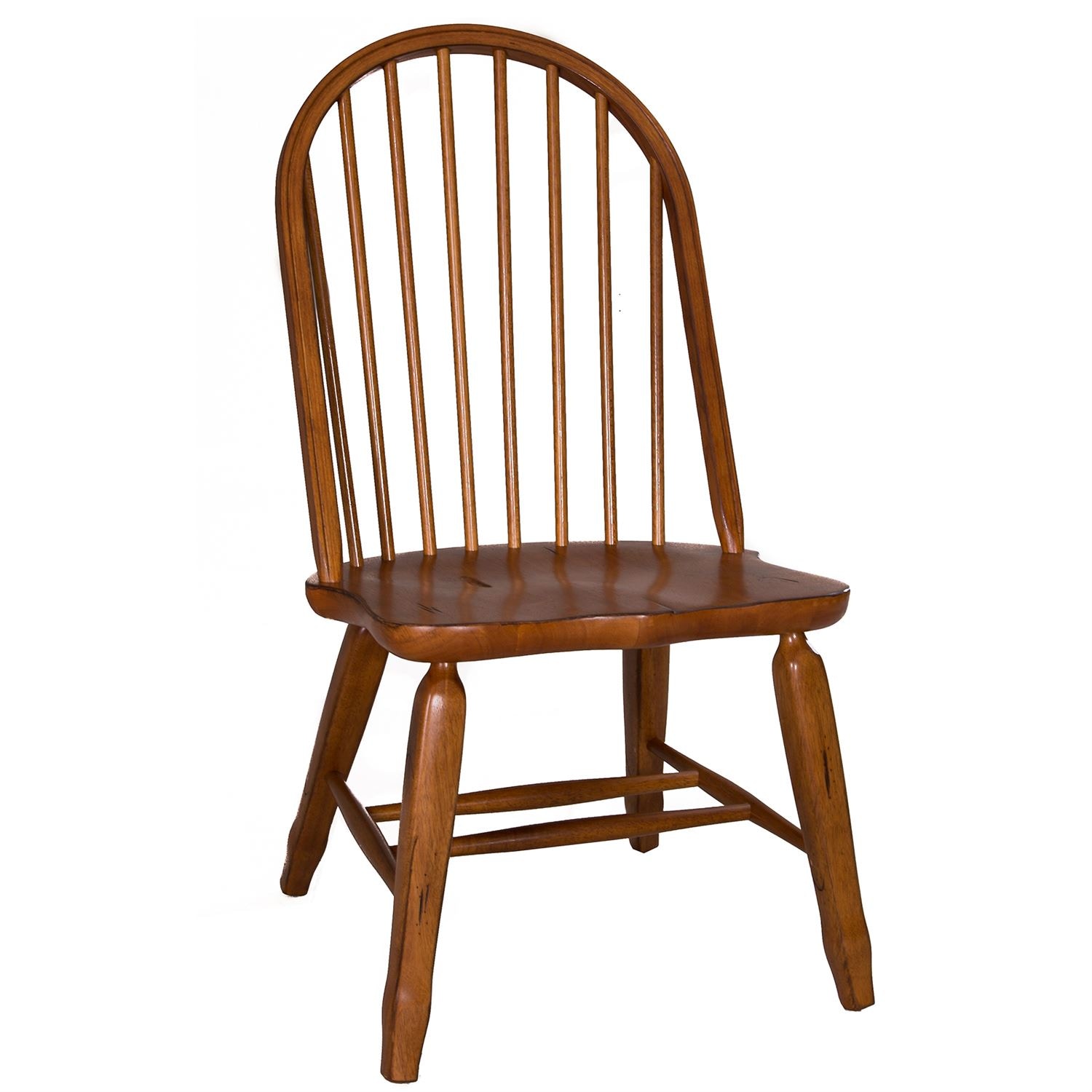 Three posts spindle solid wood windsor back side online chair