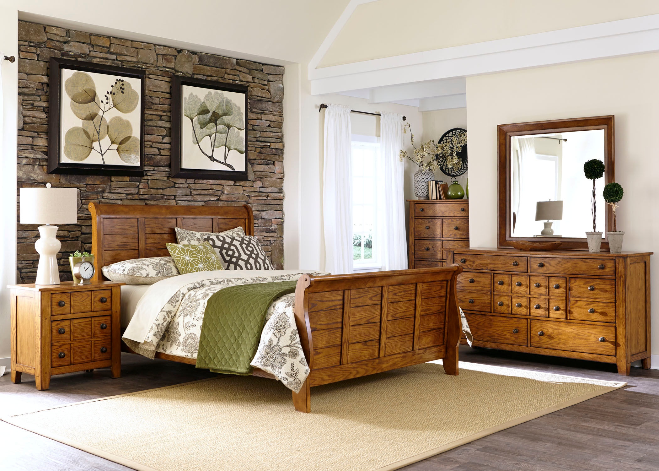 Rustic sleigh 2024 bed king