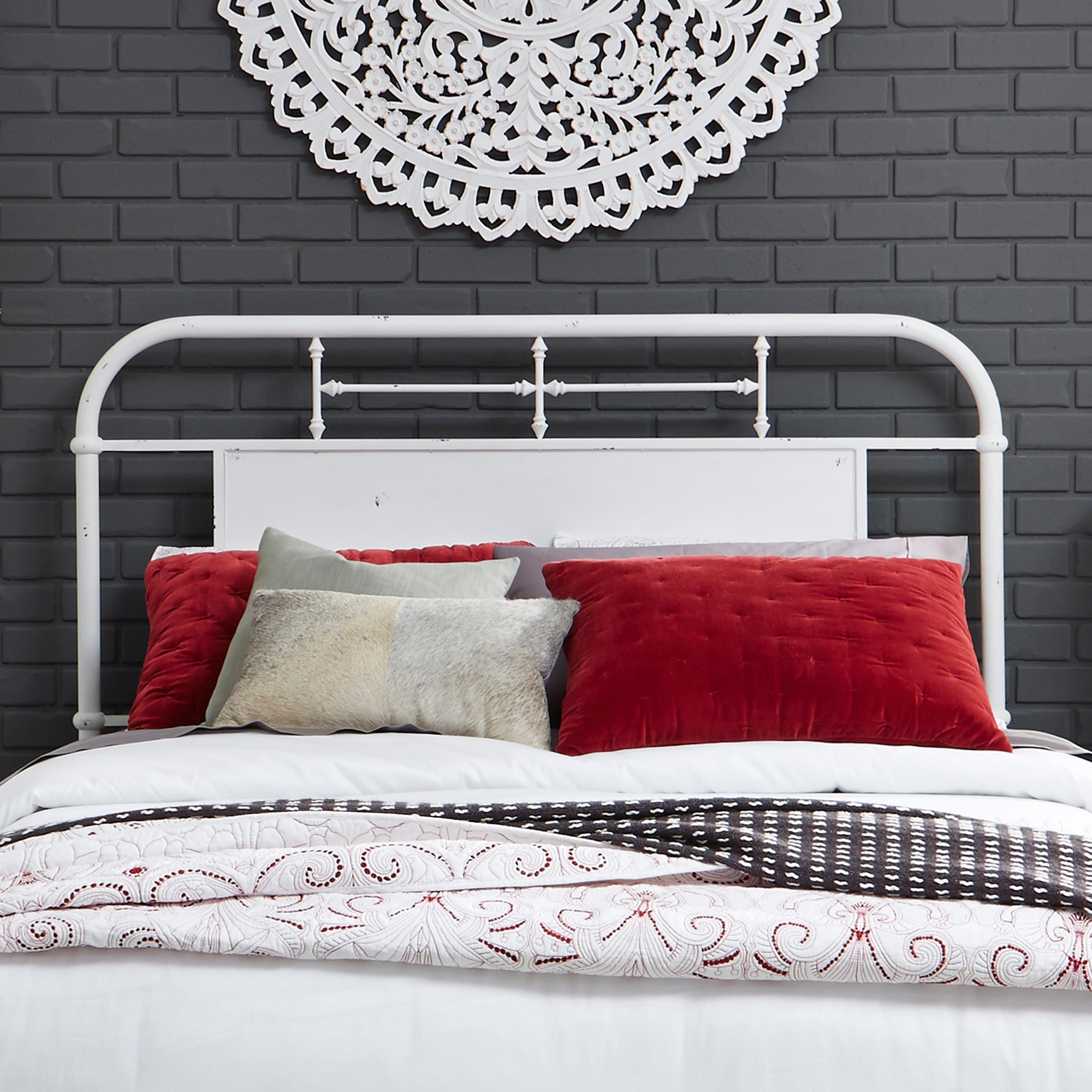 White wrought deals iron headboard queen