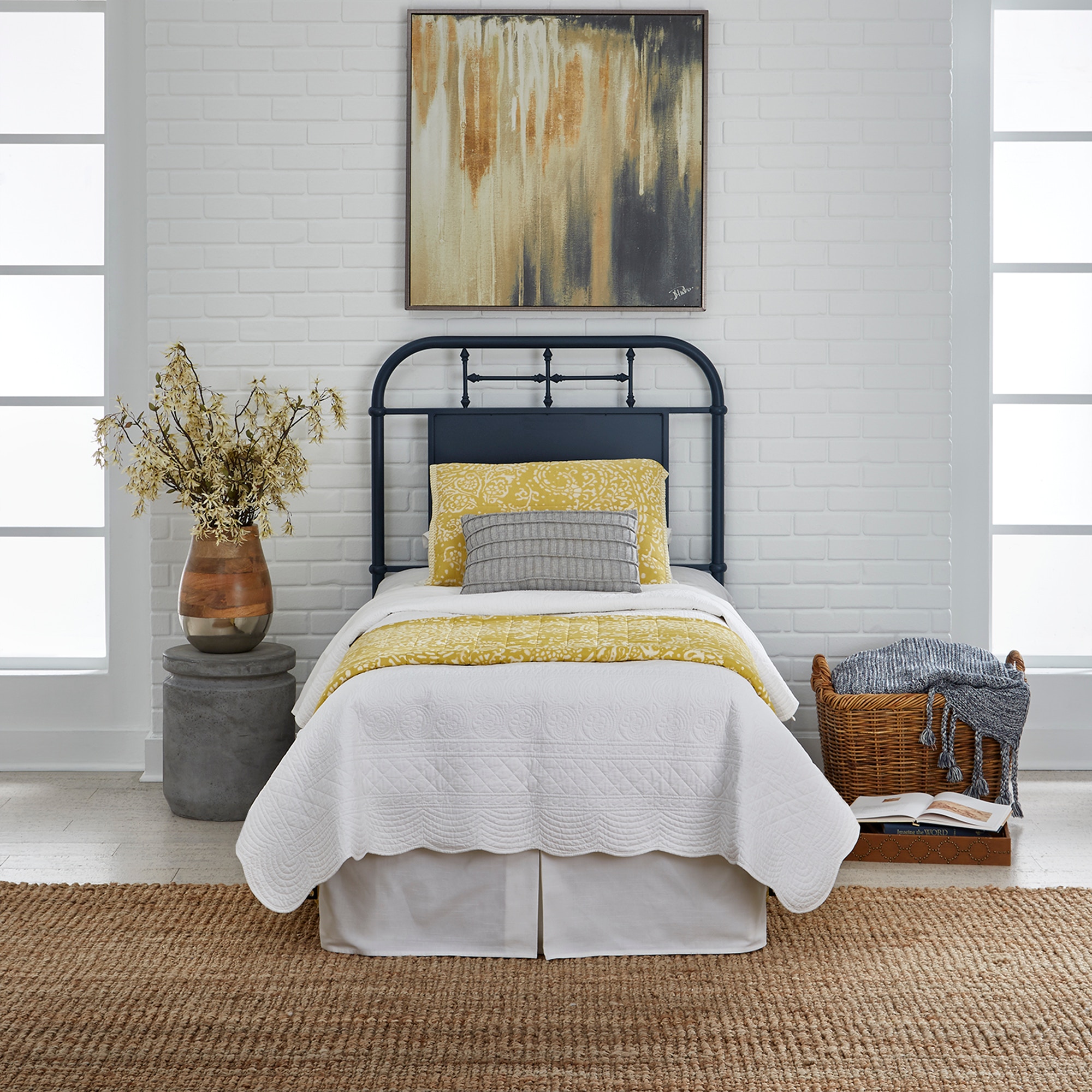 Liberty Furniture Bedroom Full Metal Headboard Navy 179 BR17H N Wenz Home Furniture Green