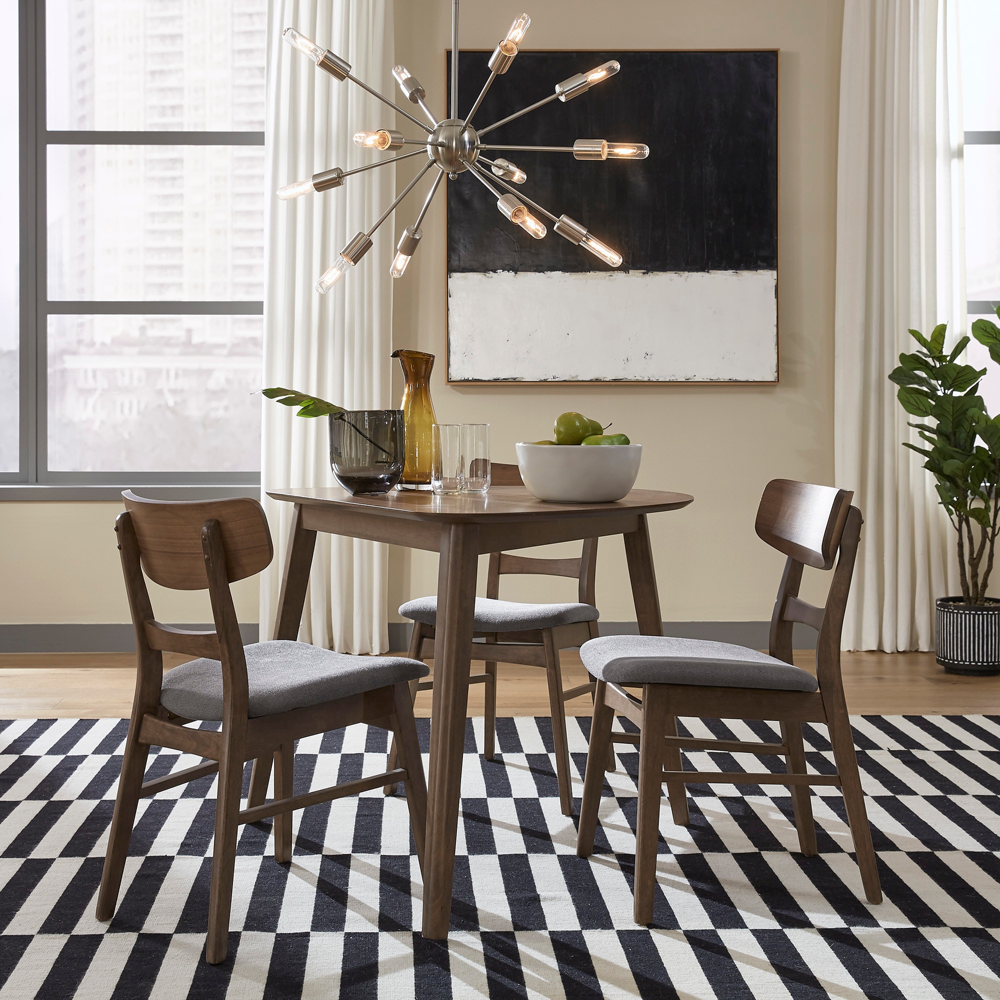 Round table best sale with triangle chairs