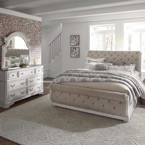Liberty Furniture King Uph Sleigh Bed, Dresser and Mirror 244-BR-KUSLDM 244-BR-KUSLDM