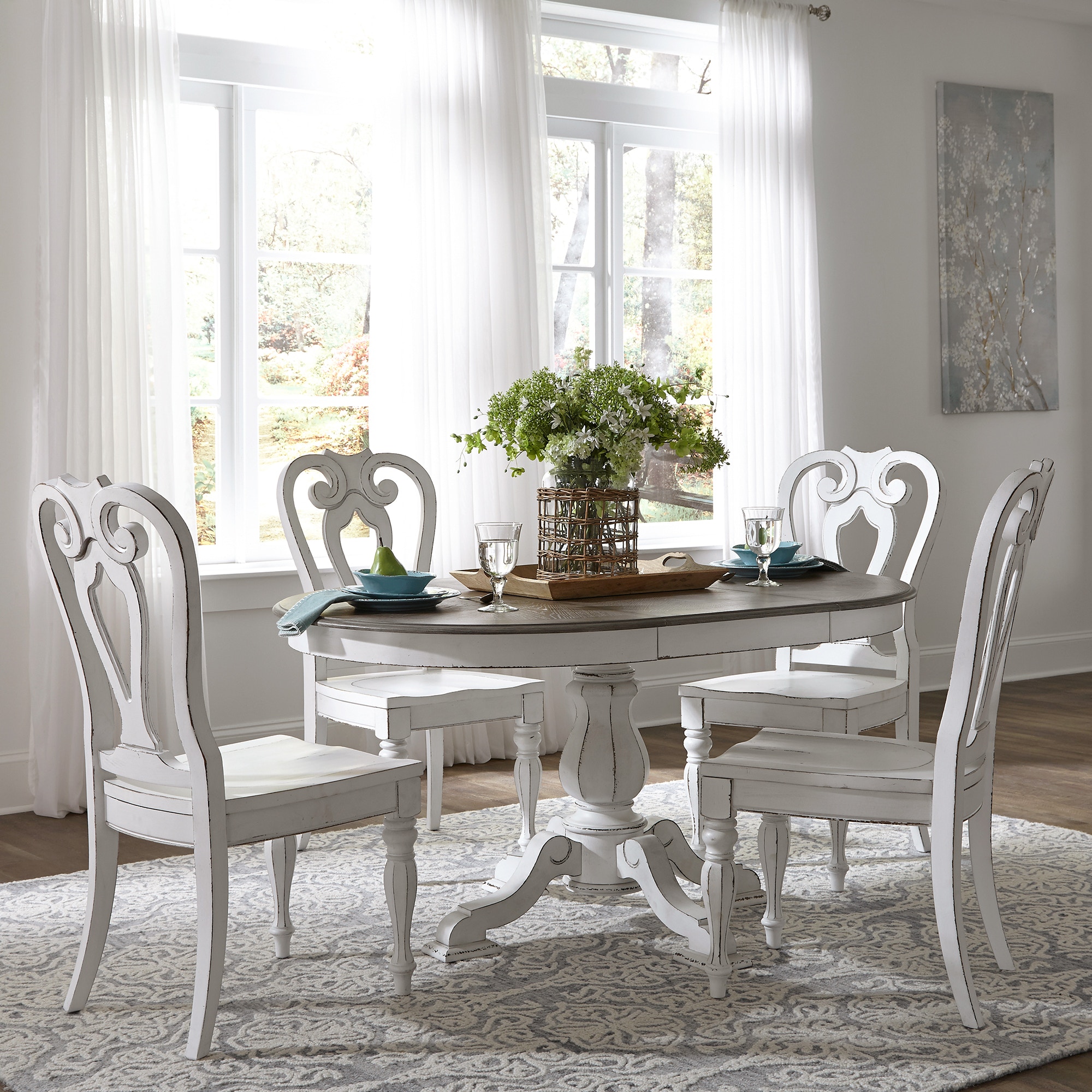 Round pedestal dining table set for 4 new arrivals