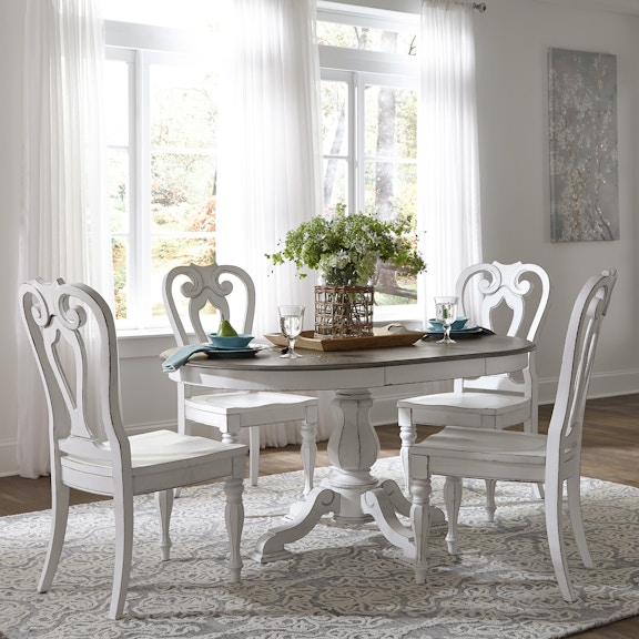 Liberty Furniture Magnolia Manor 5 Piece Pedestal Table Set with 4 Splat Back Side Chairs 244-DR-5PDS LIK244PD