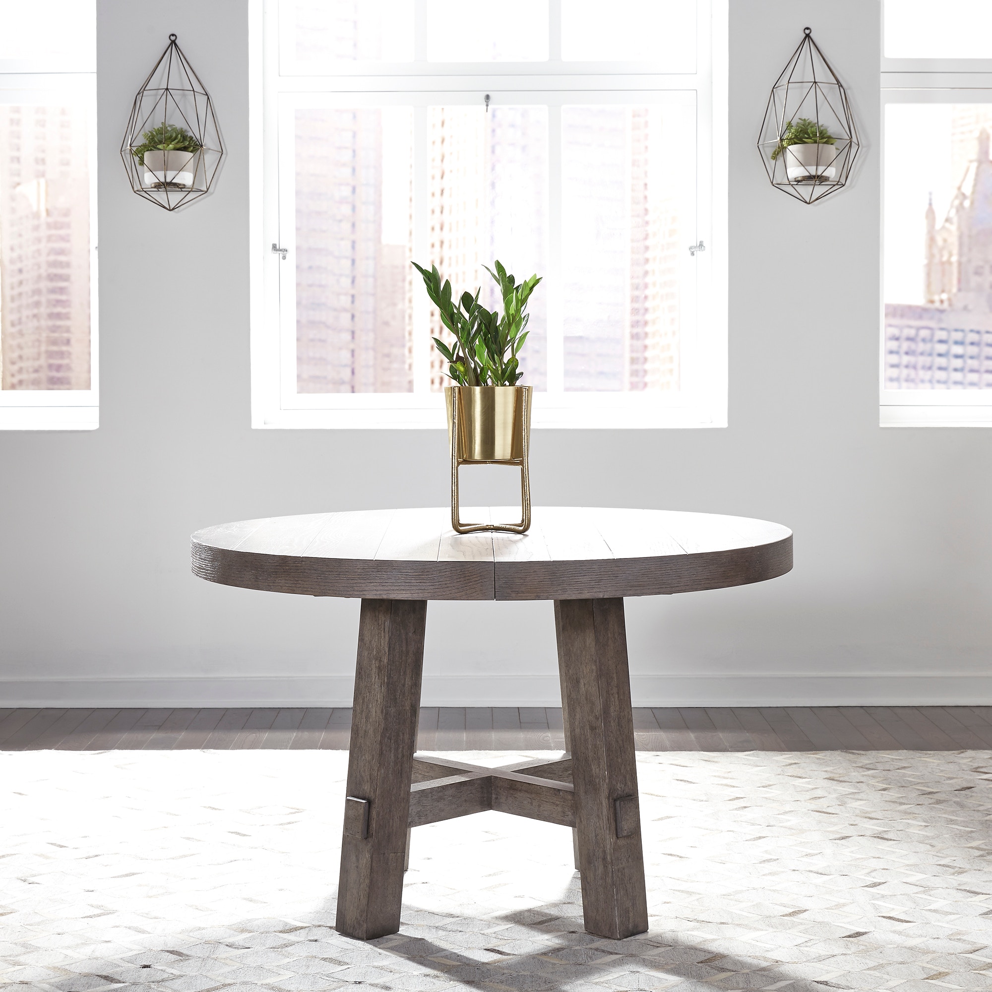 Round modern farmhouse dining table discount