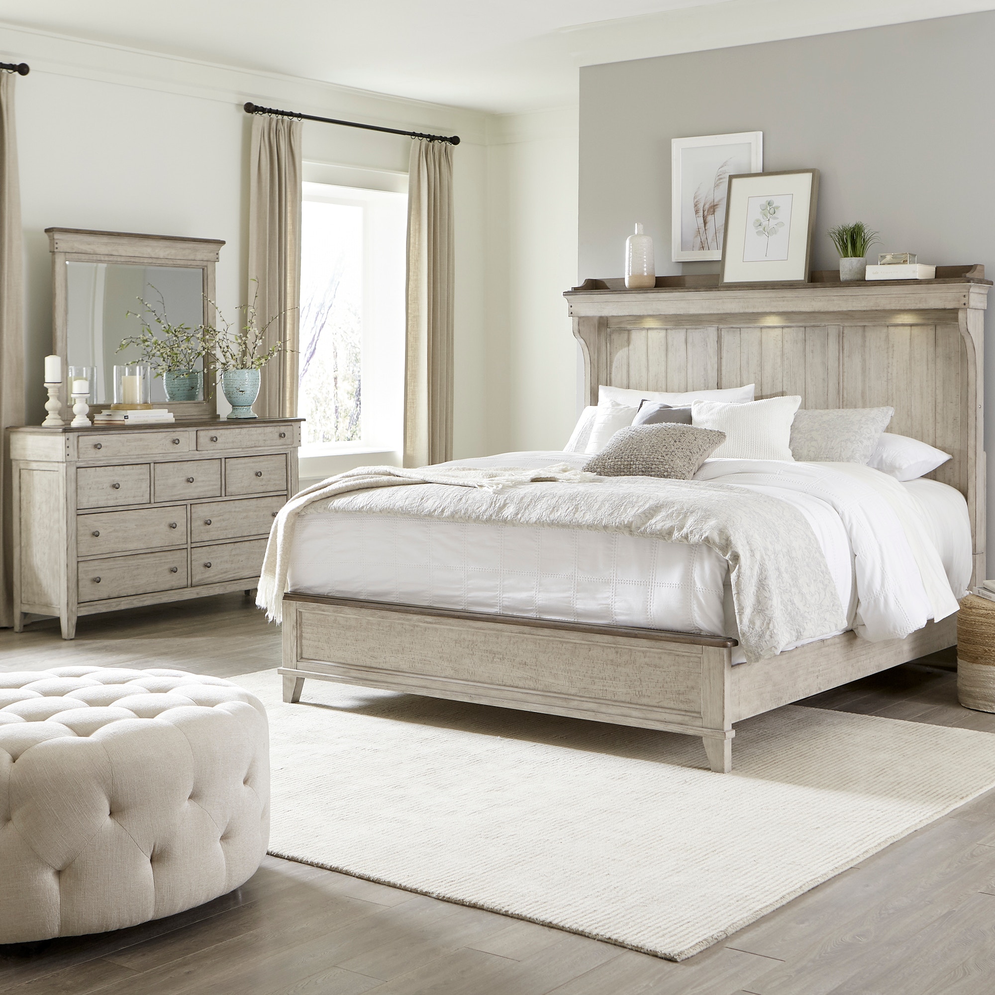 White farmhouse online bedroom set king