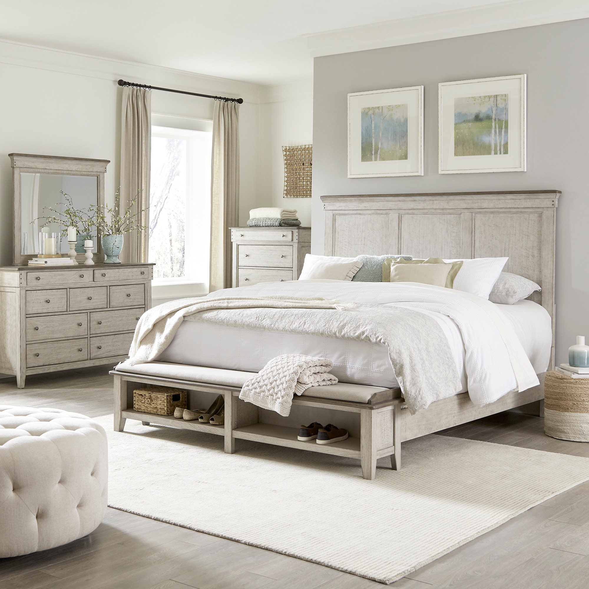 Liberty Furniture Bedroom Queen Storage Bed, Dresser and Mirror  457-BR-QSBDM - Andrews Furniture, image size:2000x2000