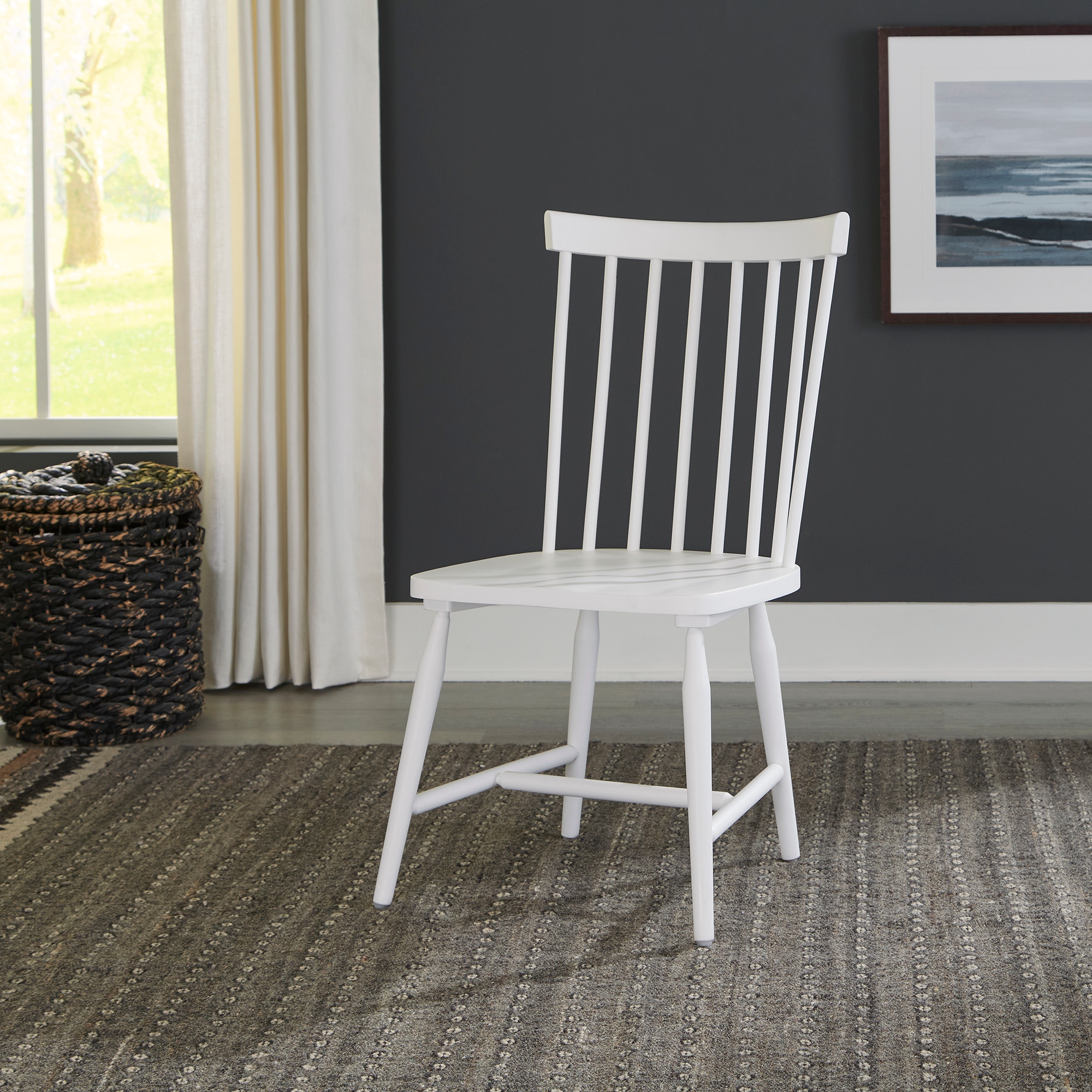 White spindle discount back dining chair