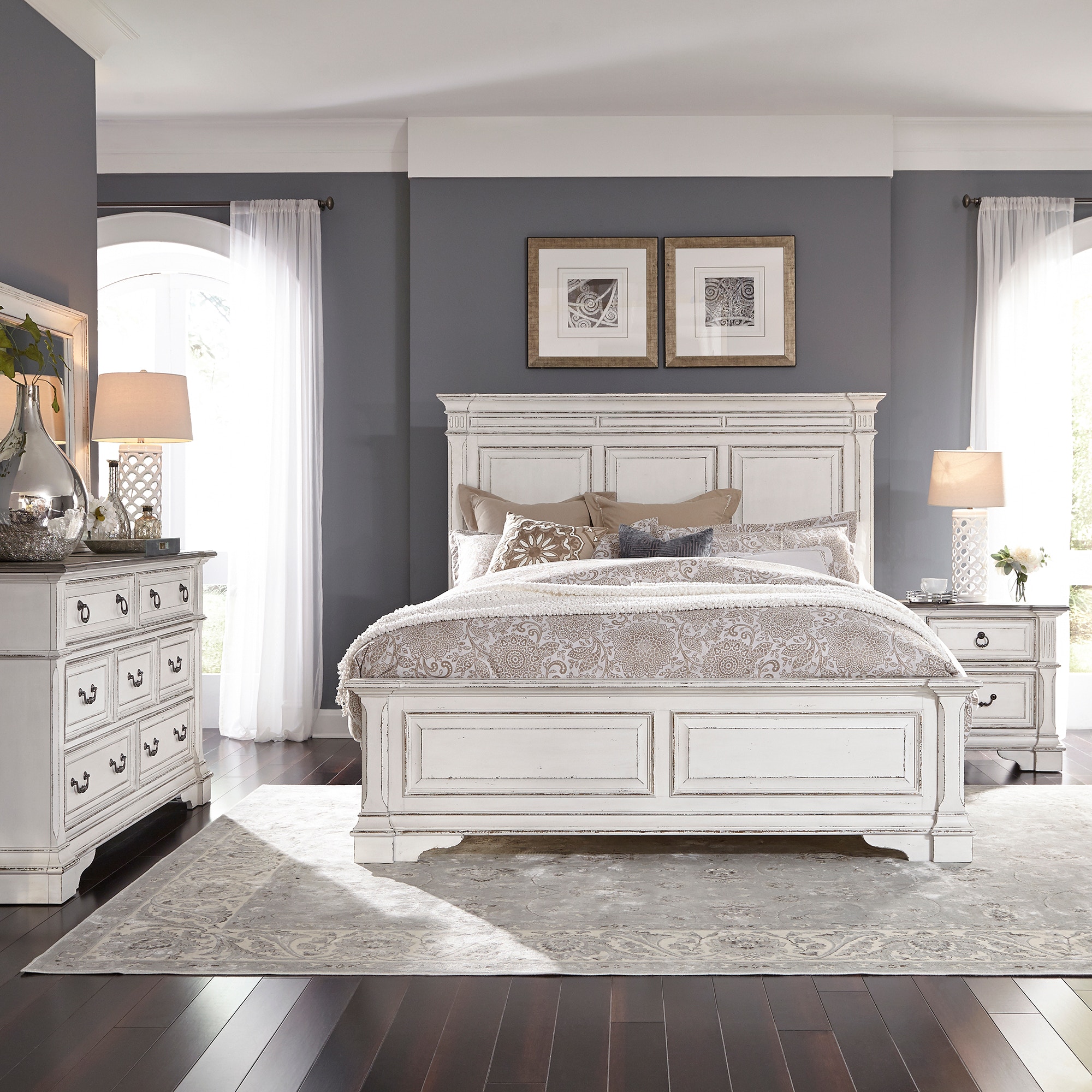  King Panel Bed, Dresser and Mirror, Night Stand 520-BR-KPBDMN
