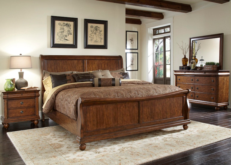 Liberty Furniture Rustic Traditions Queen Sleigh Bed, Dresser and Mirror, & Nightstand 589-BR-QSLDMN LIK589Q
