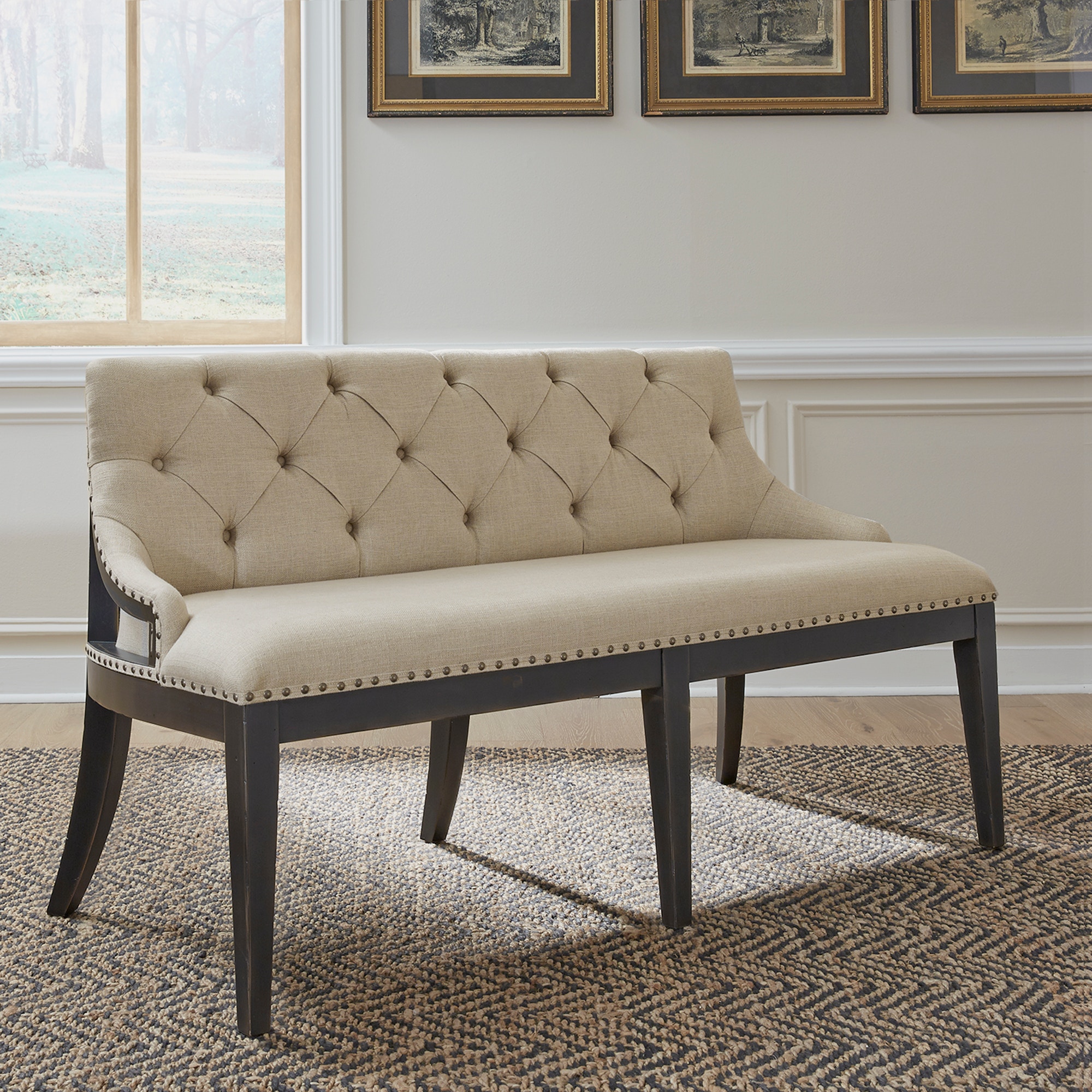 Tufted dining best sale bench with back