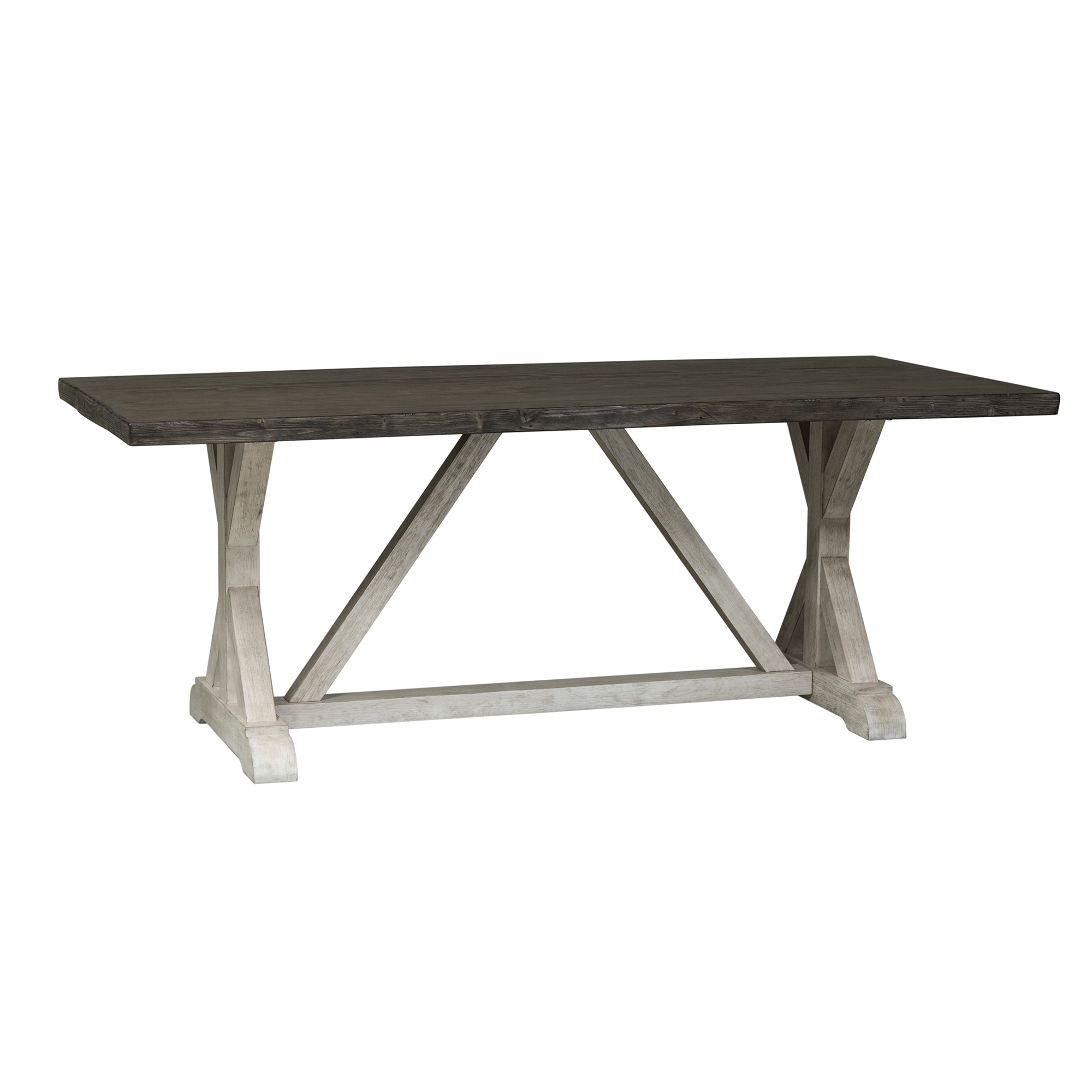 willowrun rustic white trestle dining table