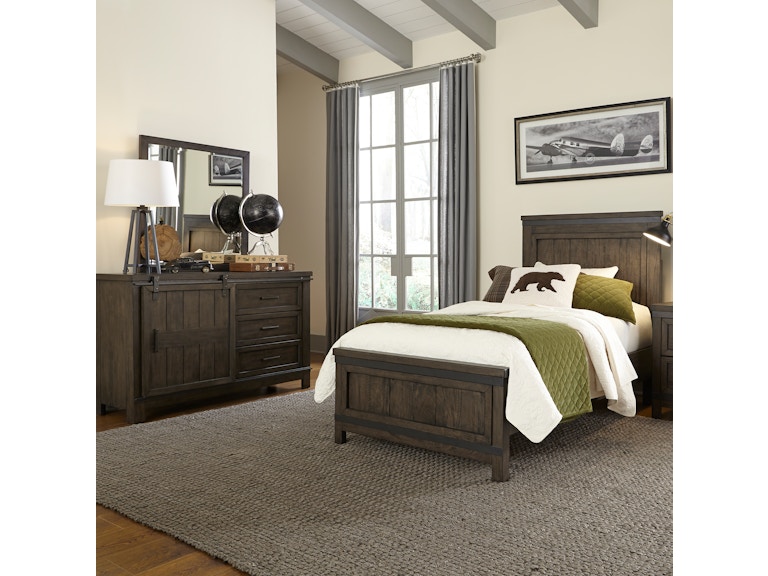 Liberty Furniture Twin Panel Bed, Dresser and Mirror 759-YBR-TPBDM 759-YBR-TPBDM
