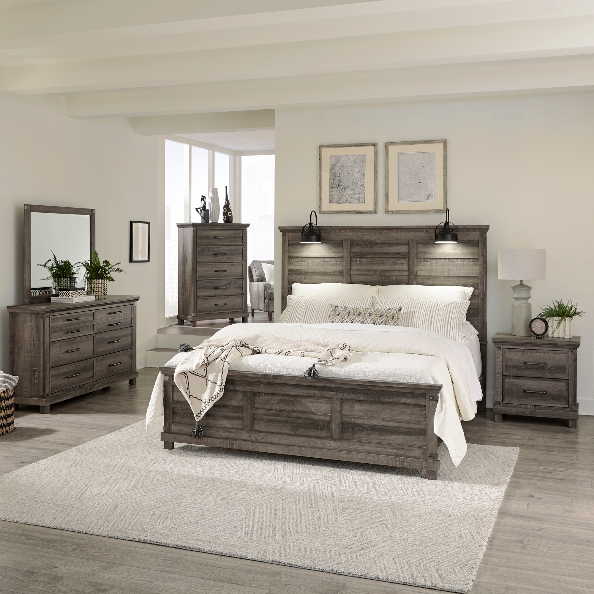 night stand and dresser set ESF Italia Nicole King Size Gray Bedroom Set (Bed + Dresser + Mirror +   Jennifer Furniture