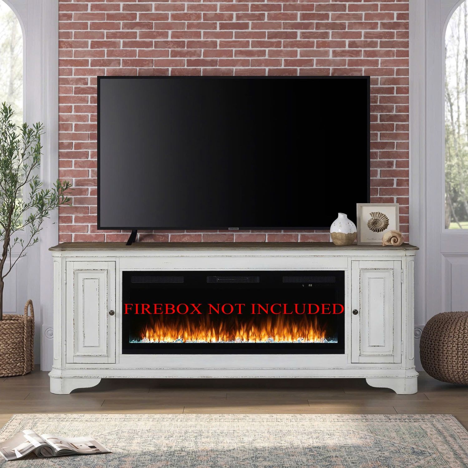 Liberty Furniture Living Room 244 82 Inch Console with Fire FTS