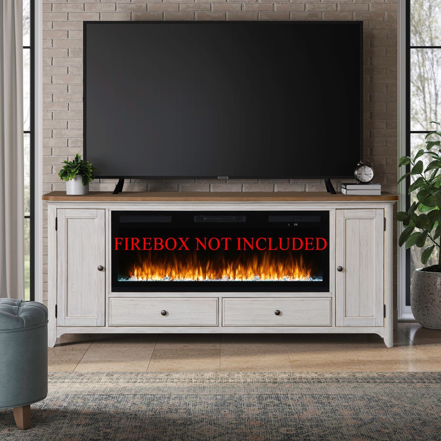 Liberty Furniture Home Entertainment 80 Inch Fireplace TV Console
