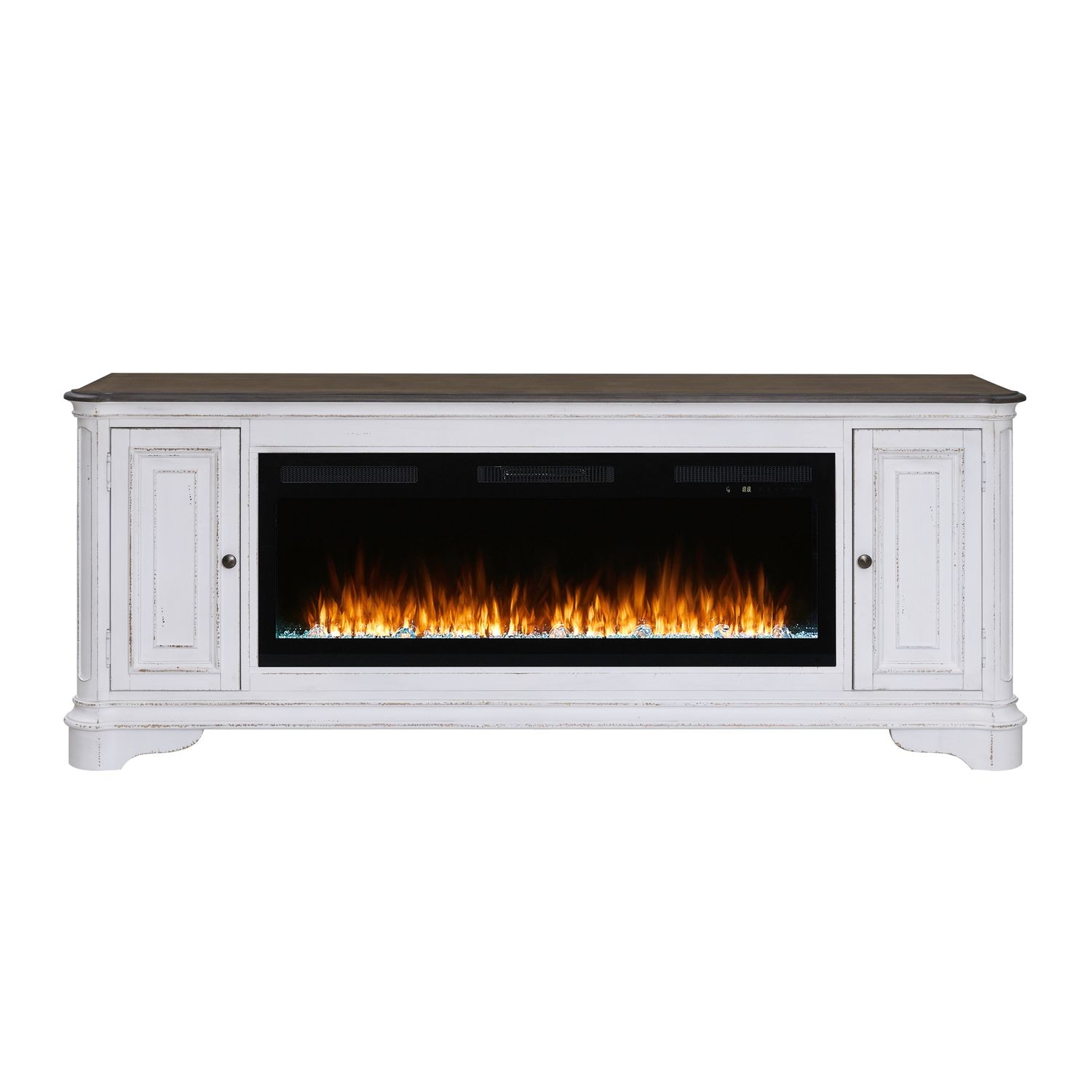 Liberty Furniture Living Room 244 82 Inch Console with Fire FTS