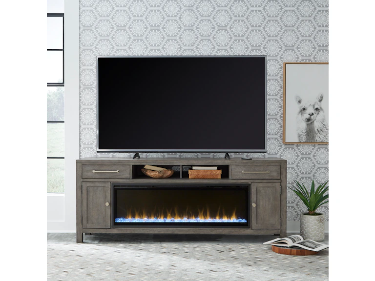 Liberty Furniture Living Room 406 78 Inch Console with Fire FIRE-BOX ...