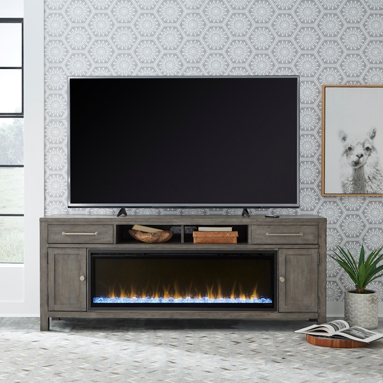 Liberty Furniture Living Room 406 78 Inch Console with Fire FIRE-BOX ...