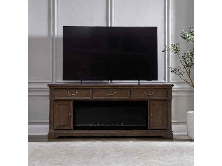Liberty Furniture Living Room 512 84 Inch Console with Fire FT FIRE-BOX ...